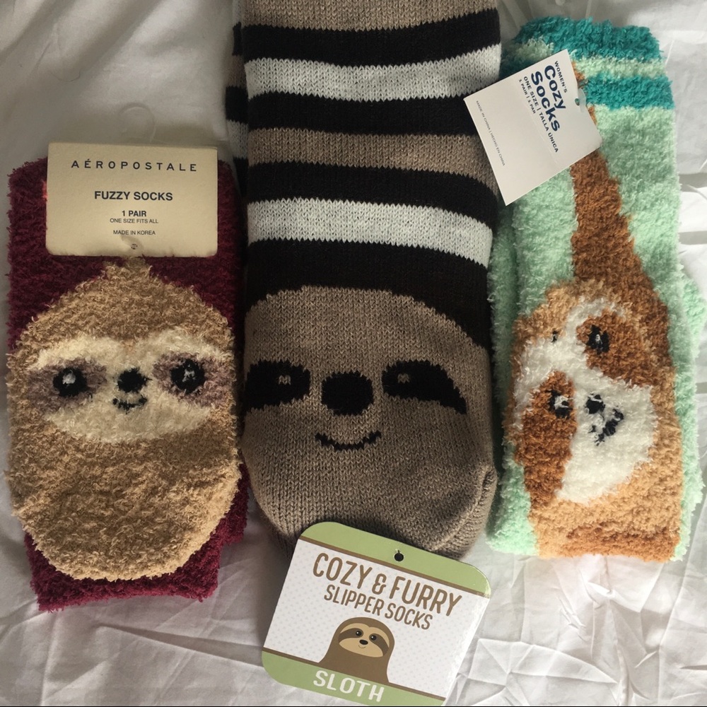 Fuzzy Sloth Sock Bundle